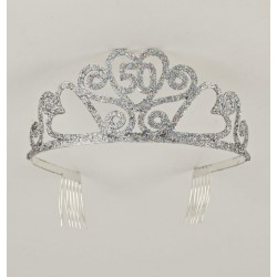 50 Year Birthday Princess Tiara Crown Party Princess Metal Silver Tiara