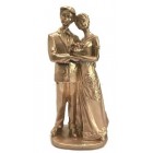  Wedding Bride and Groom Couple Gold Color Cake Topper Decoration 7.5" H